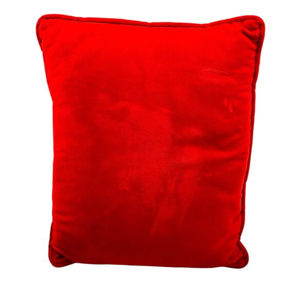 Vintage Floral Velour Accent Crewel Pillow Red Yellow 60s/70s Bohemian Fall - Picture 3 of 3